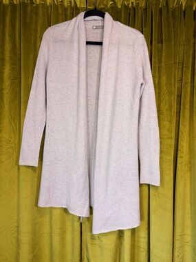 InCashmere Drape Front Open Cardigan in Light Baby Blue. Size Small Retail $219